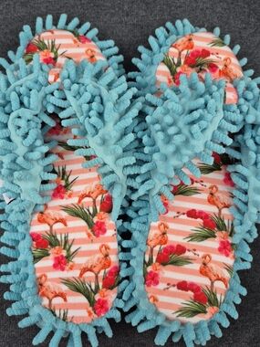Women’s Turquoise Floral Mop-Sole Slippers